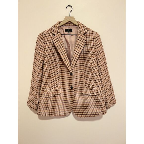 Talbots Classic Shetland Wool Blazer 2 Button in Pink Plaid Size Plus 16W - Picture 3 of 10